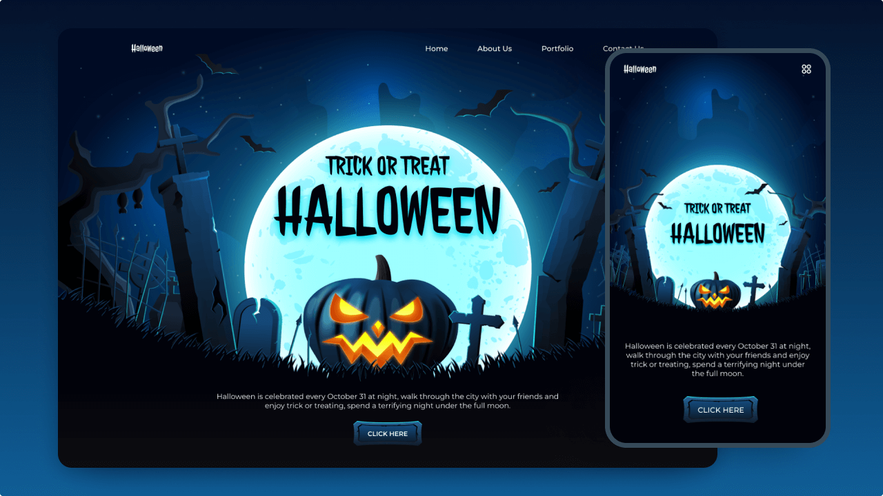 Адаптивная верстка сайта Halloween Website